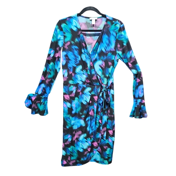 LONDON TIMES Pullover Wrap Dress Bell Sleeve Bottoms Size 10 Long Sleeve - Picture 14 of 14